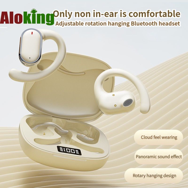 Aloking TWS True Wireless Earphones Bluetooth Earphone Noise Cancelling ENC HIFI Sound Stereo Wireless Earbuds Haging Ear Type Bluetooth Headset Gaming Waterproof Earpods For Sports Bluetooth Headset