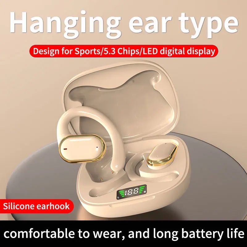 Aloking TWS True Wireless Earphones Bluetooth Earphone Noise Cancelling ENC HIFI Sound Stereo Wireless Earbuds Haging Ear Type Bluetooth Headset Gaming Waterproof Earpods For Sports Bluetooth Headset