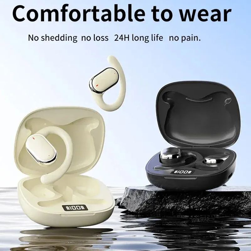 Aloking TWS True Wireless Earphones Bluetooth Earphone Noise Cancelling ENC HIFI Sound Stereo Wireless Earbuds Haging Ear Type Bluetooth Headset Gaming Waterproof Earpods For Sports Bluetooth Headset
