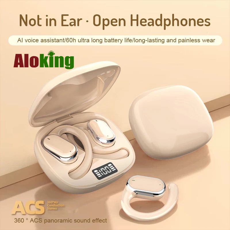 Aloking TWS True Wireless Earphones Bluetooth Earphone Noise Cancelling ENC HIFI Sound Stereo Wireless Earbuds Haging Ear Type Bluetooth Headset Gaming Waterproof Earpods For Sports Bluetooth Headset