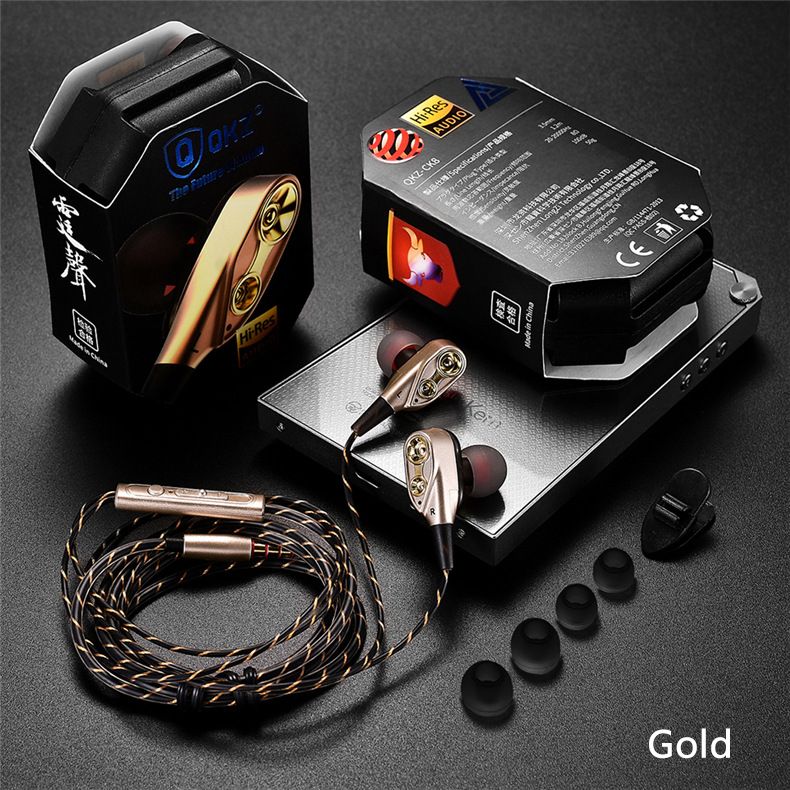QKZ CK8 Super Bass earphone In-Ear Earphones Wired Earphone with Microphone Noise Reduction Hifi Headsets With Mic earphones Rugged durable headphones For Android iPad Computer original QKZ Earphones