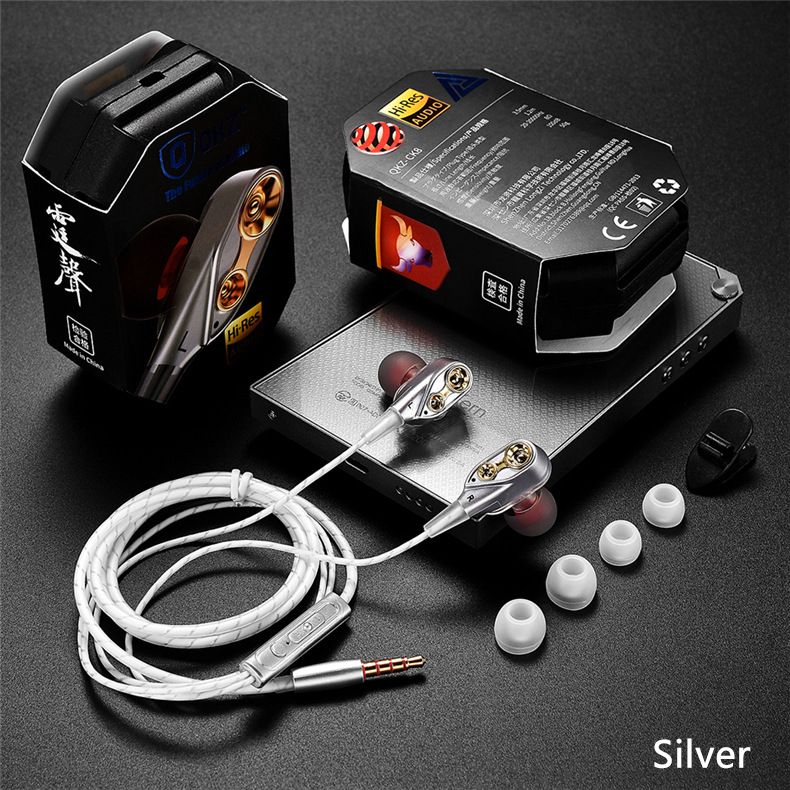 QKZ CK8 Super Bass earphone In-Ear Earphones Wired Earphone with Microphone Noise Reduction Hifi Headsets With Mic earphones Rugged durable headphones For Android iPad Computer original QKZ Earphones
