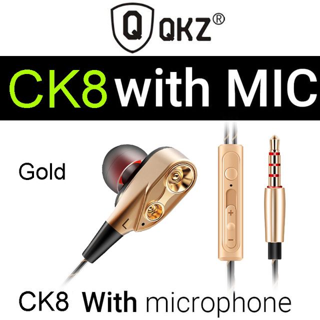 QKZ CK8 Super Bass earphone In-Ear Earphones Wired Earphone with Microphone Noise Reduction Hifi Headsets With Mic earphones Rugged durable headphones For Android iPad Computer original QKZ Earphones