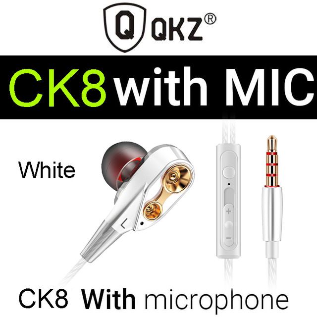 QKZ CK8 Super Bass earphone In-Ear Earphones Wired Earphone with Microphone Noise Reduction Hifi Headsets With Mic earphones Rugged durable headphones For Android iPad Computer original QKZ Earphones