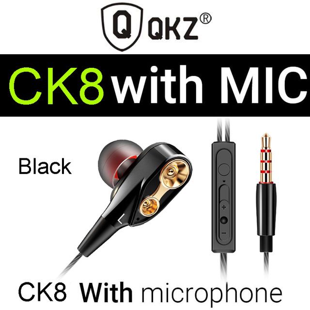 QKZ CK8 Super Bass earphone In-Ear Earphones Wired Earphone with Microphone Noise Reduction Hifi Headsets With Mic earphones Rugged durable headphones For Android iPad Computer original QKZ Earphones