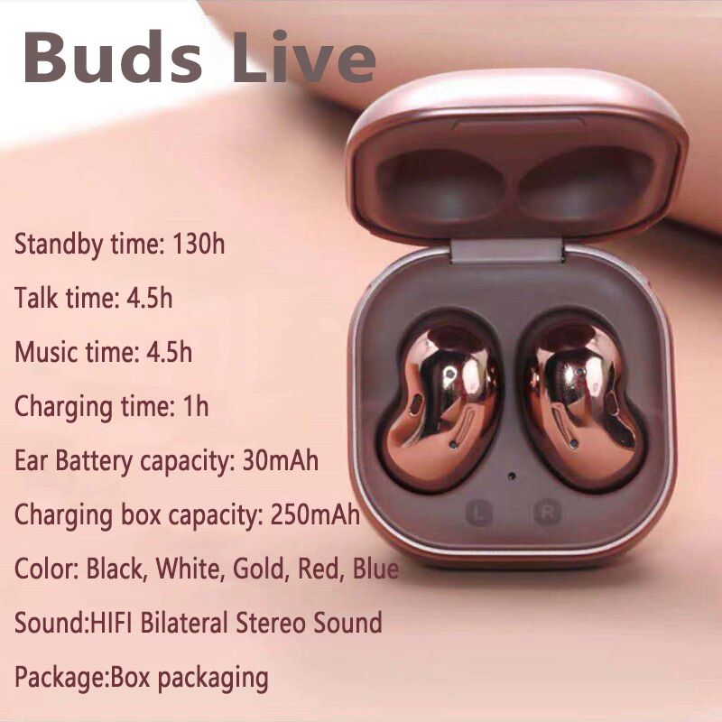 Aloking TWS in-ear Wireless Earbuds Bluetooth Earphone 9D Hifi Stereo Sound Earphone Samsung Galaxy Buds Live R180 Sports Wireless Headphone Bluetooth Headset Sleep Earpods Noise Reduction Earphone