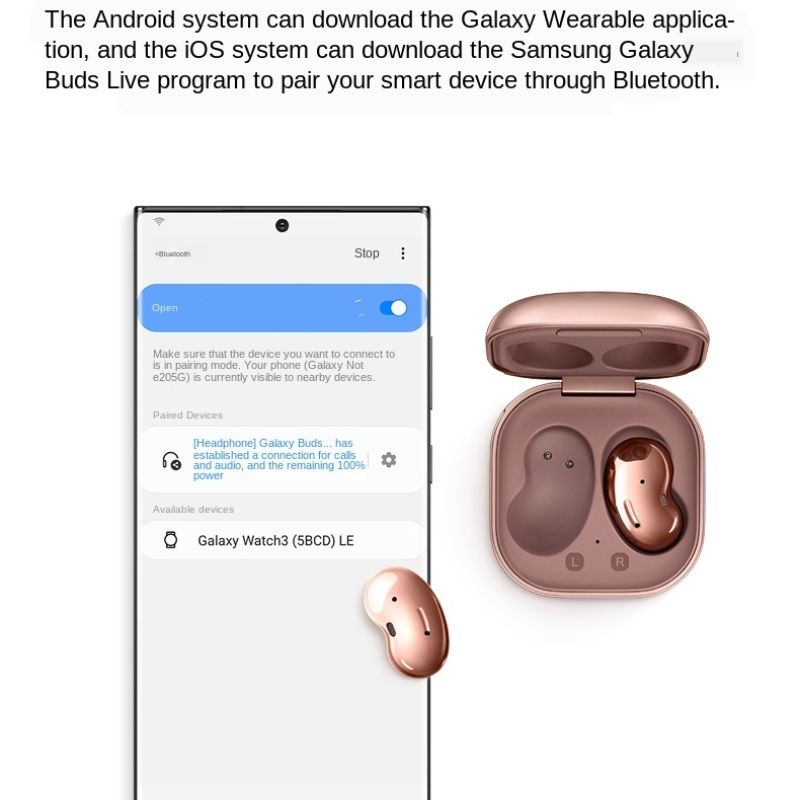 Aloking TWS in-ear Wireless Earbuds Bluetooth Earphone 9D Hifi Stereo Sound Earphone Samsung Galaxy Buds Live R180 Sports Wireless Headphone Bluetooth Headset Sleep Earpods Noise Reduction Earphone
