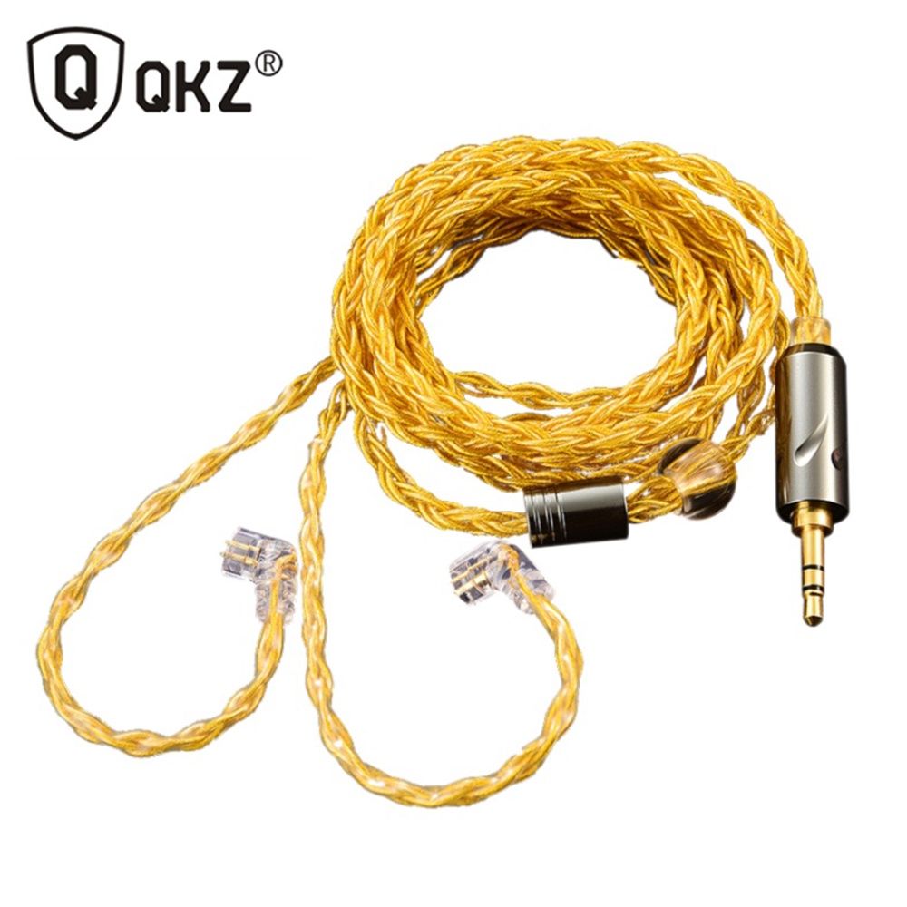 QKZ T1 3.5mm Plug Headphone Cable Upgraded Version Strong Durable Wired Earphones replacement Cable 8-Strand Silver Plated Upgrade Cord 0.75MM 2Pin HiFi Earphone Cable For QKZ ZXT ZXN ZX2 ZAX2 KZ