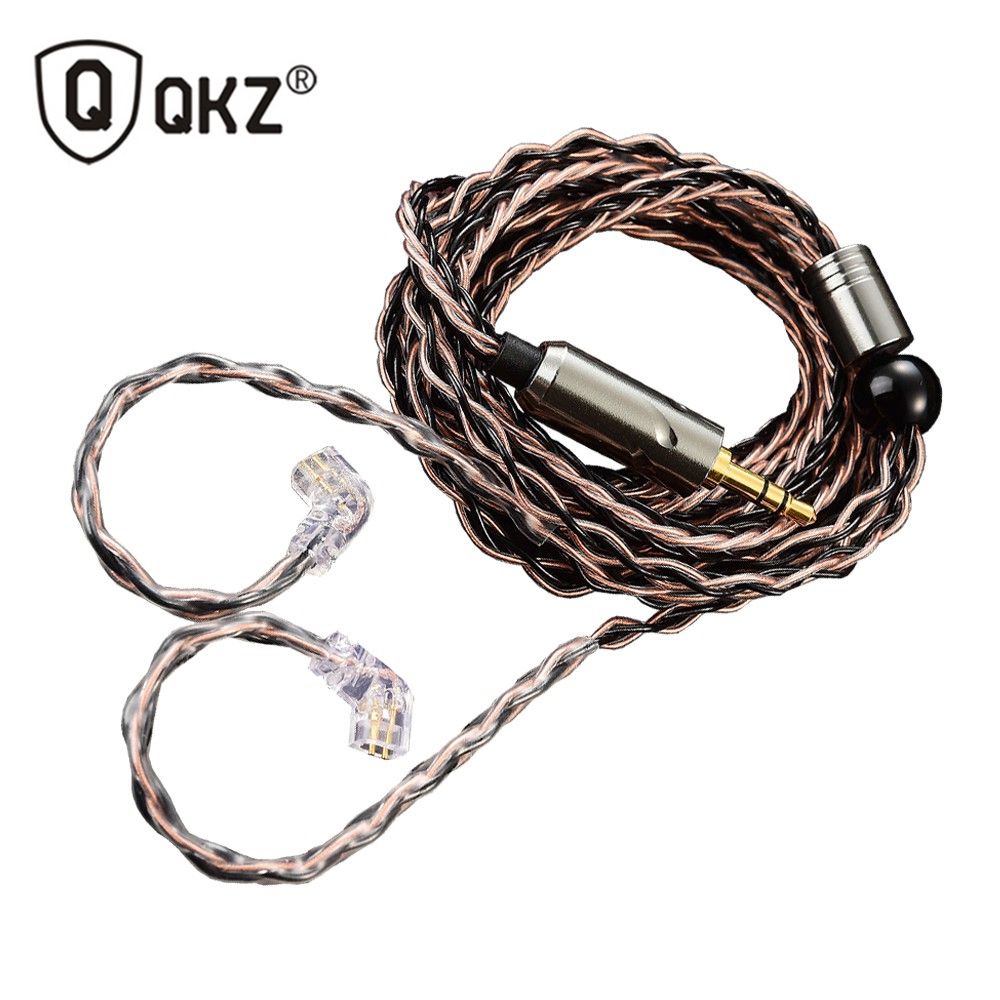 QKZ T1 3.5mm Plug Headphone Cable Upgraded Version Strong Durable Wired Earphones replacement Cable 8-Strand Silver Plated Upgrade Cord 0.75MM 2Pin HiFi Earphone Cable For QKZ ZXT ZXN ZX2 ZAX2 KZ