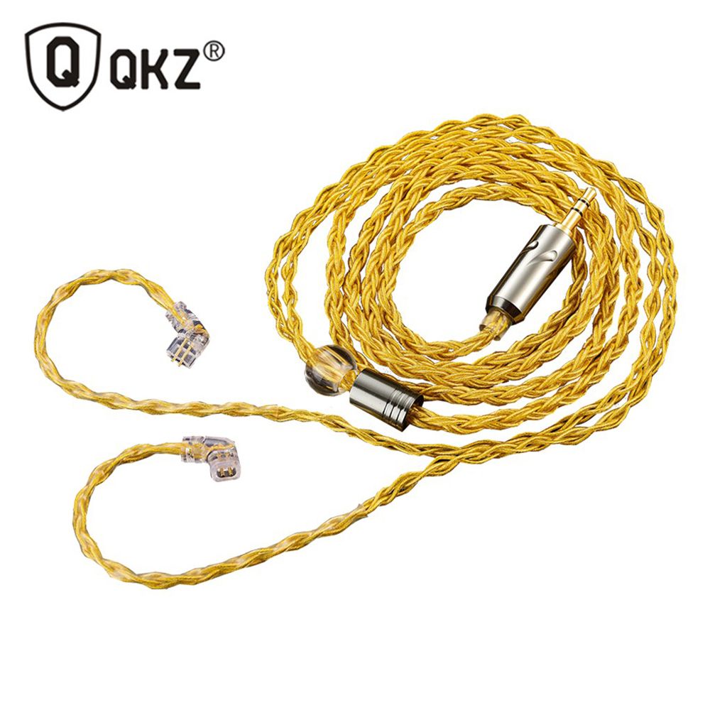 QKZ T1 3.5mm Plug Headphone Cable Upgraded Version Strong Durable Wired Earphones replacement Cable 8-Strand Silver Plated Upgrade Cord 0.75MM 2Pin HiFi Earphone Cable For QKZ ZXT ZXN ZX2 ZAX2 KZ