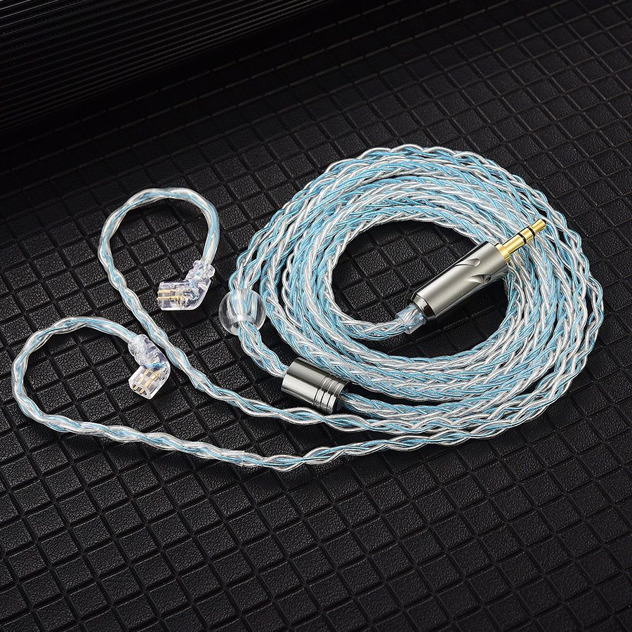 QKZ T1 3.5mm Plug Headphone Cable Upgraded Version Strong Durable Wired Earphones replacement Cable 8-Strand Silver Plated Upgrade Cord 0.75MM 2Pin HiFi Earphone Cable For QKZ ZXT ZXN ZX2 ZAX2 KZ