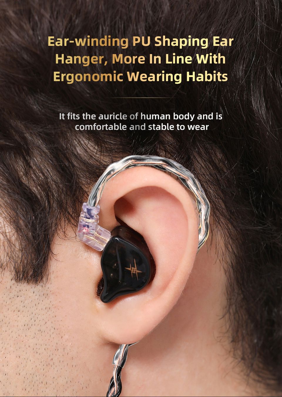 QKZ T1 3.5mm Plug Headphone Cable Upgraded Version Strong Durable Wired Earphones replacement Cable 8-Strand Silver Plated Upgrade Cord 0.75MM 2Pin HiFi Earphone Cable For QKZ ZXT ZXN ZX2 ZAX2 KZ