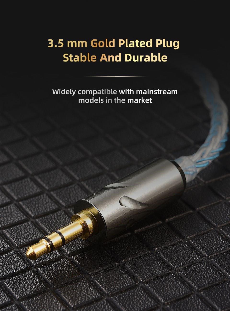 QKZ T1 3.5mm Plug Headphone Cable Upgraded Version Strong Durable Wired Earphones replacement Cable 8-Strand Silver Plated Upgrade Cord 0.75MM 2Pin HiFi Earphone Cable For QKZ ZXT ZXN ZX2 ZAX2 KZ