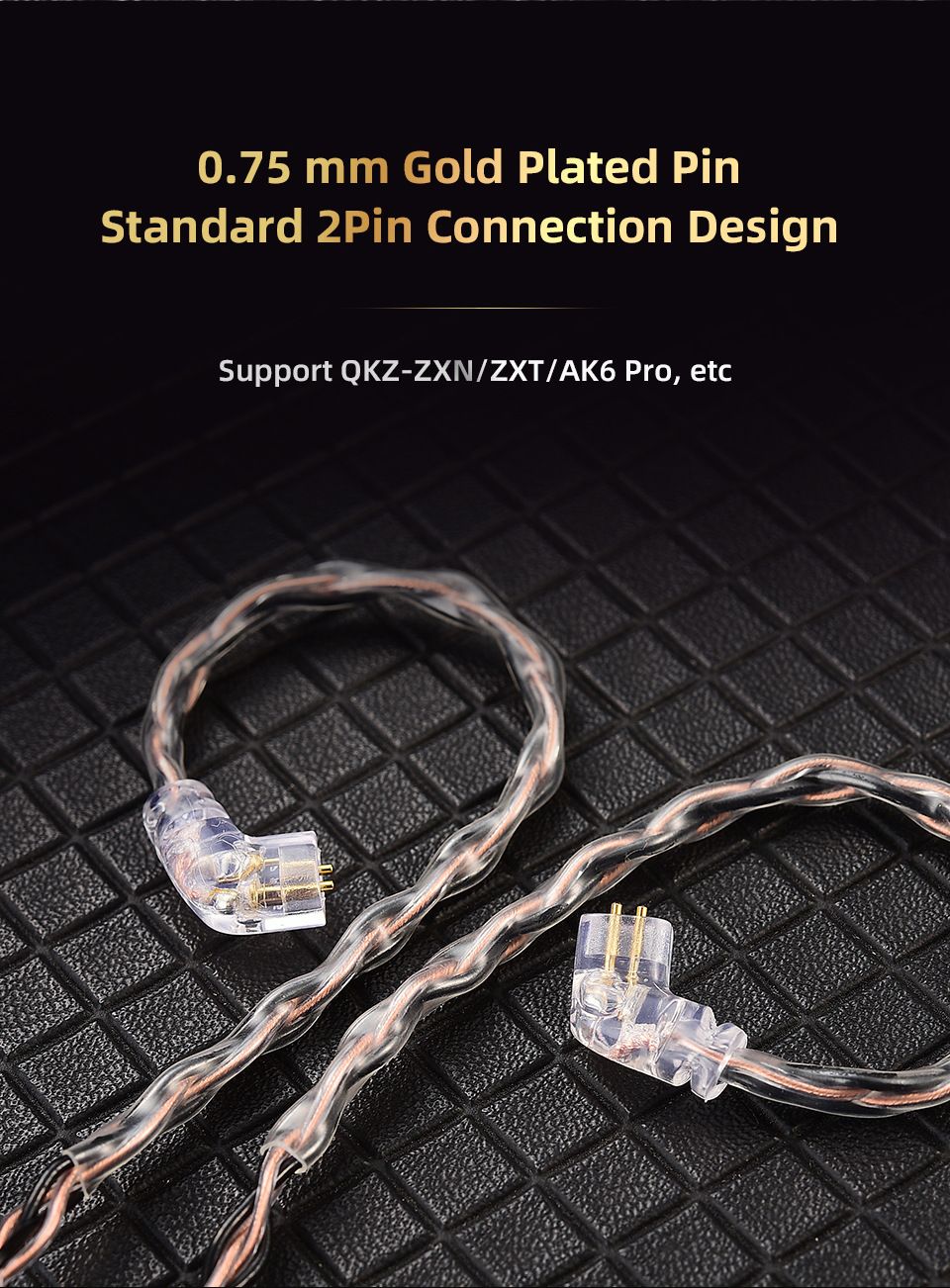 QKZ T1 3.5mm Plug Headphone Cable Upgraded Version Strong Durable Wired Earphones replacement Cable 8-Strand Silver Plated Upgrade Cord 0.75MM 2Pin HiFi Earphone Cable For QKZ ZXT ZXN ZX2 ZAX2 KZ