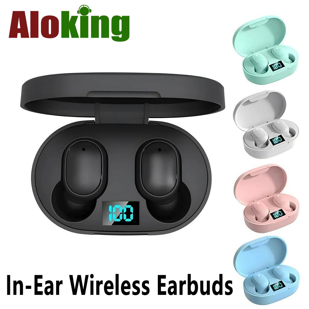 Aloking TWS In-Ear Wireless Earphones Bluetooth Earphone Macaron Color Bluetooth Headset Mini Sports Bluetooth 5.0 Power Digital Display Bluetooth Headphone Wireless Earbuds Gaming Earpods Sleep Buds