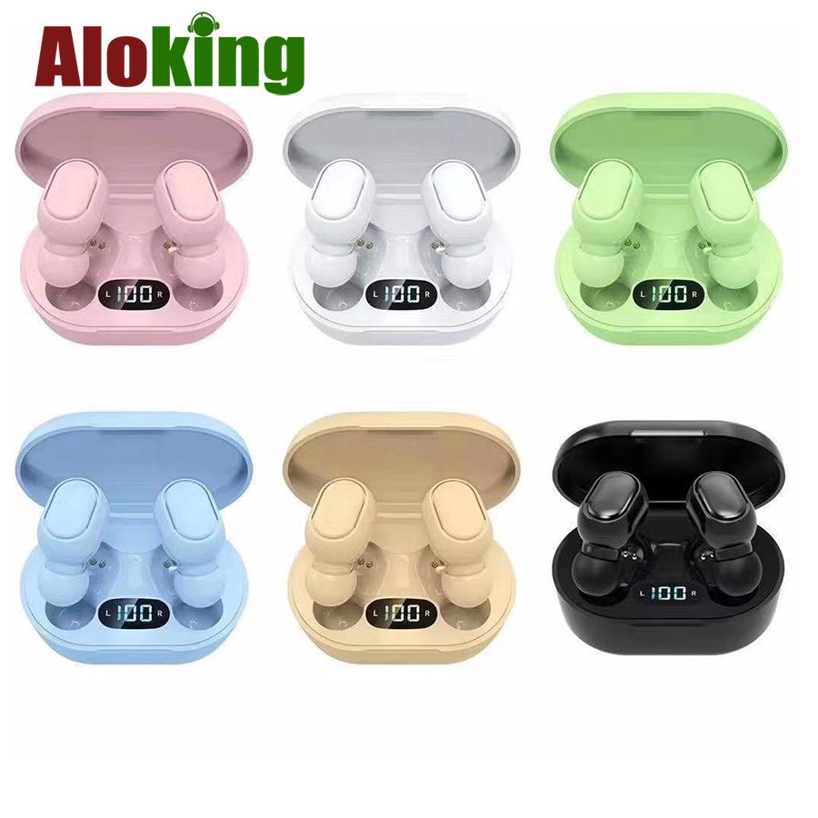 Aloking TWS In-Ear Wireless Earphones Bluetooth Earphone Macaron Color Bluetooth Headset Mini Sports Bluetooth 5.0 Power Digital Display Bluetooth Headphone Wireless Earbuds Gaming Earpods Sleep Buds