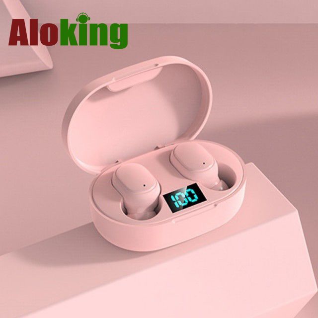 Aloking TWS In-Ear Wireless Earphones Bluetooth Earphone Macaron Color Bluetooth Headset Mini Sports Bluetooth 5.0 Power Digital Display Bluetooth Headphone Wireless Earbuds Gaming Earpods Sleep Buds