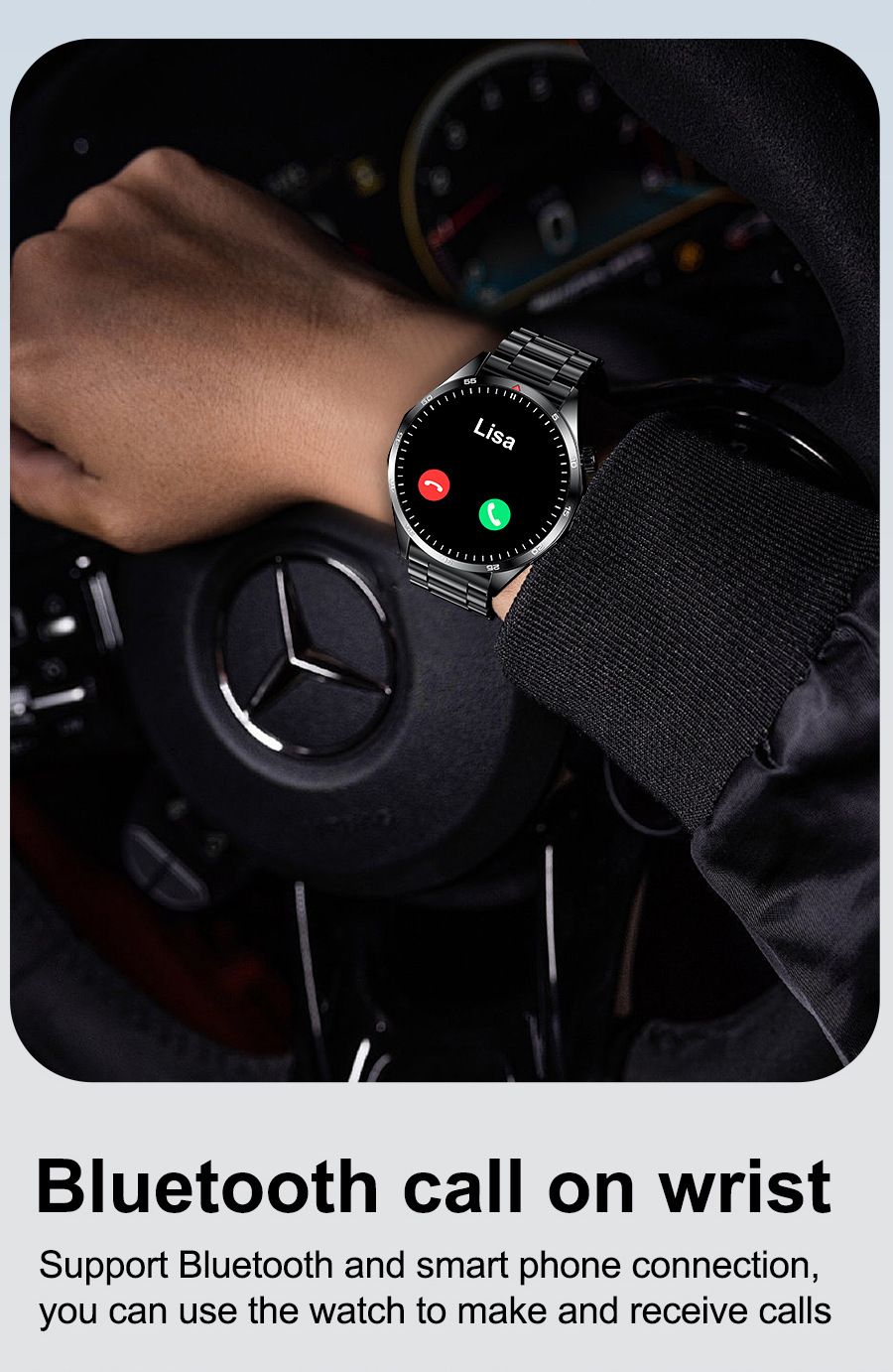 2024 New Smart watch Men Sports Fitness Tracker Heart Rate Sleep Monitor man Smart watch Stainless Steel Bluetooth Call Smart Watch Touch Control GT4 LT09 Waterproof Silver Smart watch Man Smartwatche