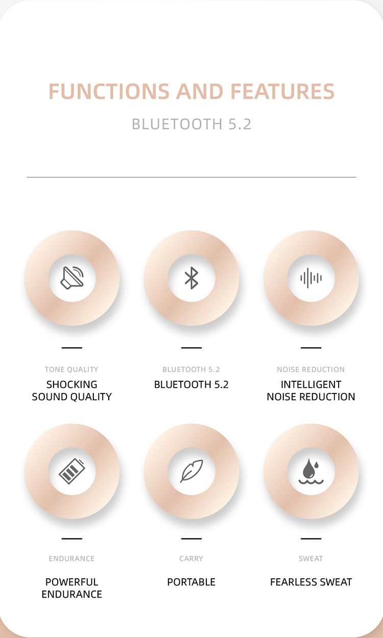 Aloking TWS Wireless Bluetooth Earphone F2 Bluetooth headset binaural battery life sports music true wireless earbuds HIFI Stereo Surround Sound Noise Reduction Waterproof Bluetooth Headphone Earpods