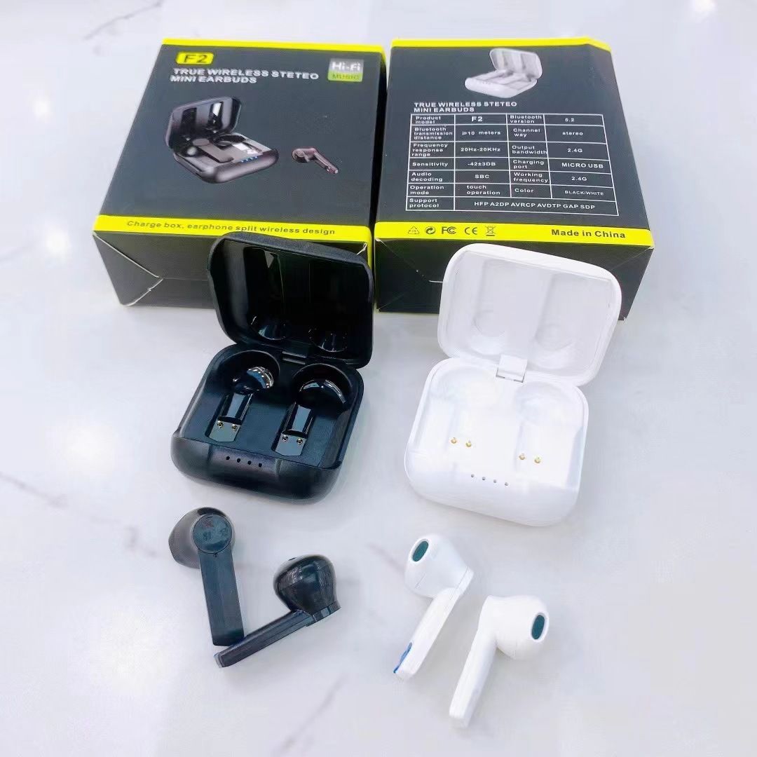 Aloking TWS Wireless Bluetooth Earphone F2 Bluetooth headset binaural battery life sports music true wireless earbuds HIFI Stereo Surround Sound Noise Reduction Waterproof Bluetooth Headphone Earpods