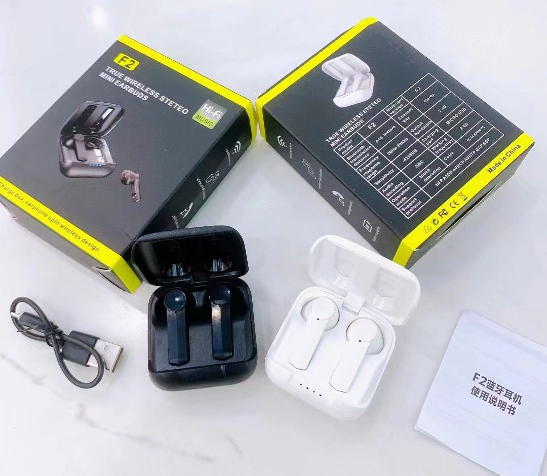 Aloking TWS Wireless Bluetooth Earphone F2 Bluetooth headset binaural battery life sports music true wireless earbuds HIFI Stereo Surround Sound Noise Reduction Waterproof Bluetooth Headphone Earpods