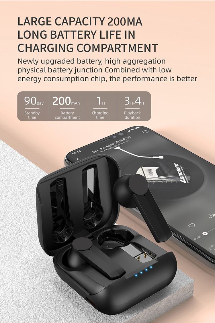 Aloking TWS Wireless Bluetooth Earphone F2 Bluetooth headset binaural battery life sports music true wireless earbuds HIFI Stereo Surround Sound Noise Reduction Waterproof Bluetooth Headphone Earpods