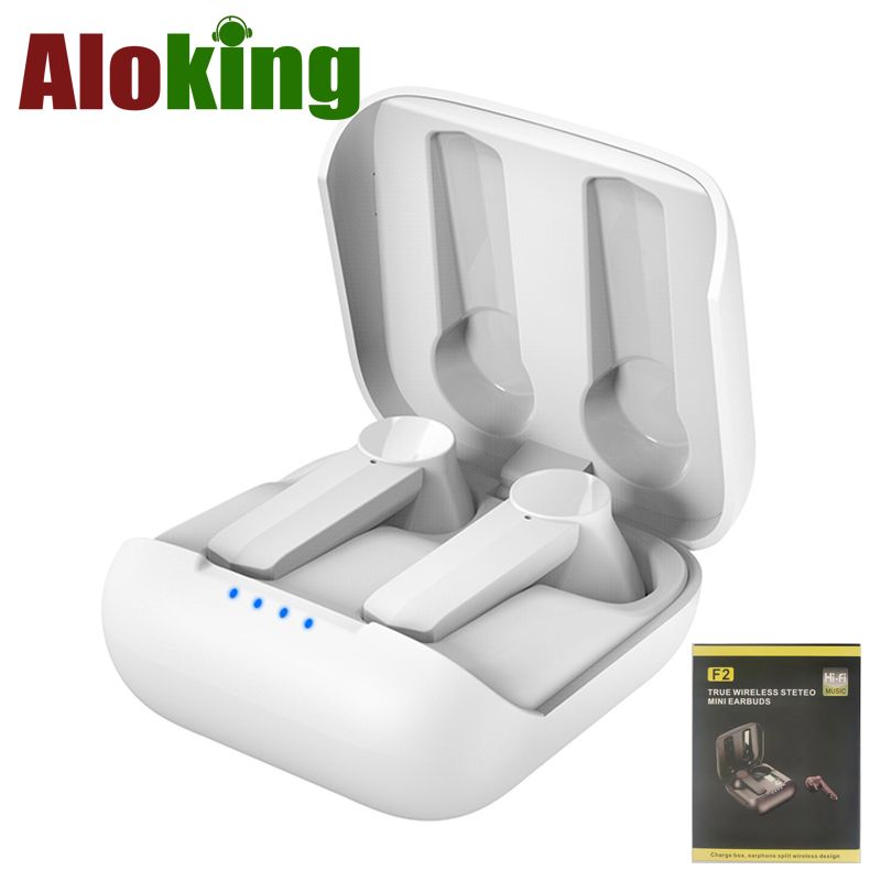 Aloking TWS Wireless Bluetooth Earphone F2 Bluetooth headset binaural battery life sports music true wireless earbuds HIFI Stereo Surround Sound Noise Reduction Waterproof Bluetooth Headphone Earpods