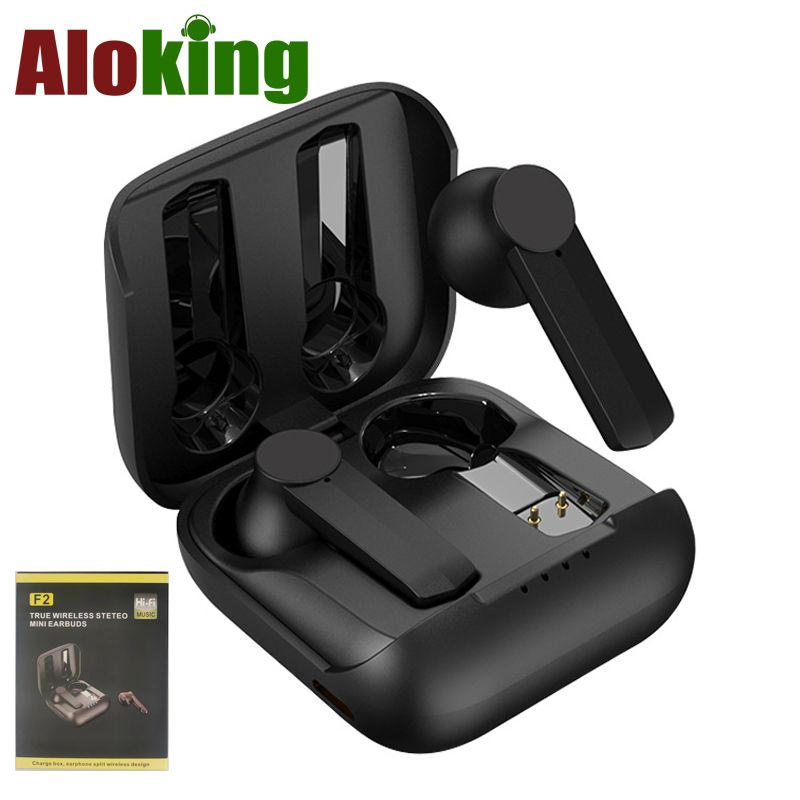 Aloking TWS Wireless Bluetooth Earphone F2 Bluetooth headset binaural battery life sports music true wireless earbuds HIFI Stereo Surround Sound Noise Reduction Waterproof Bluetooth Headphone Earpods