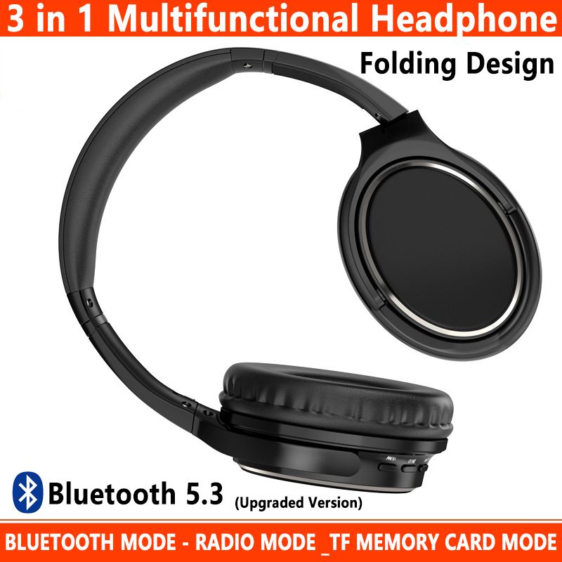 Aloking 3-in-1 Wirelss Bluetooth headphone Head mounted Gaming Headphone Running Sports Wireless Headphone Bluetooth headset noice Reduction Wired headphone with mic TF Card Slot and aux audio cable