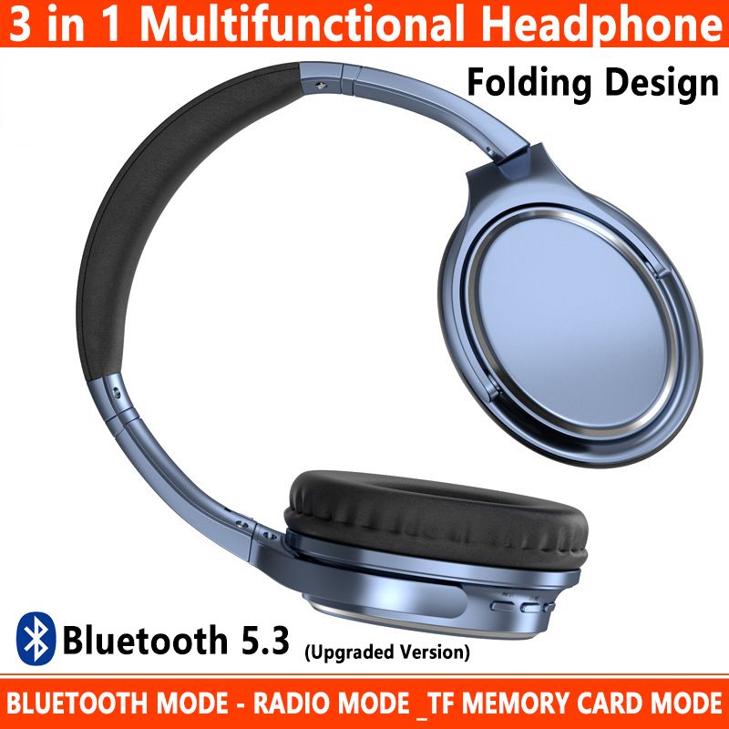 Aloking 3-in-1 Wirelss Bluetooth headphone Head mounted Gaming Headphone Running Sports Wireless Headphone Bluetooth headset noice Reduction Wired headphone with mic TF Card Slot and aux audio cable