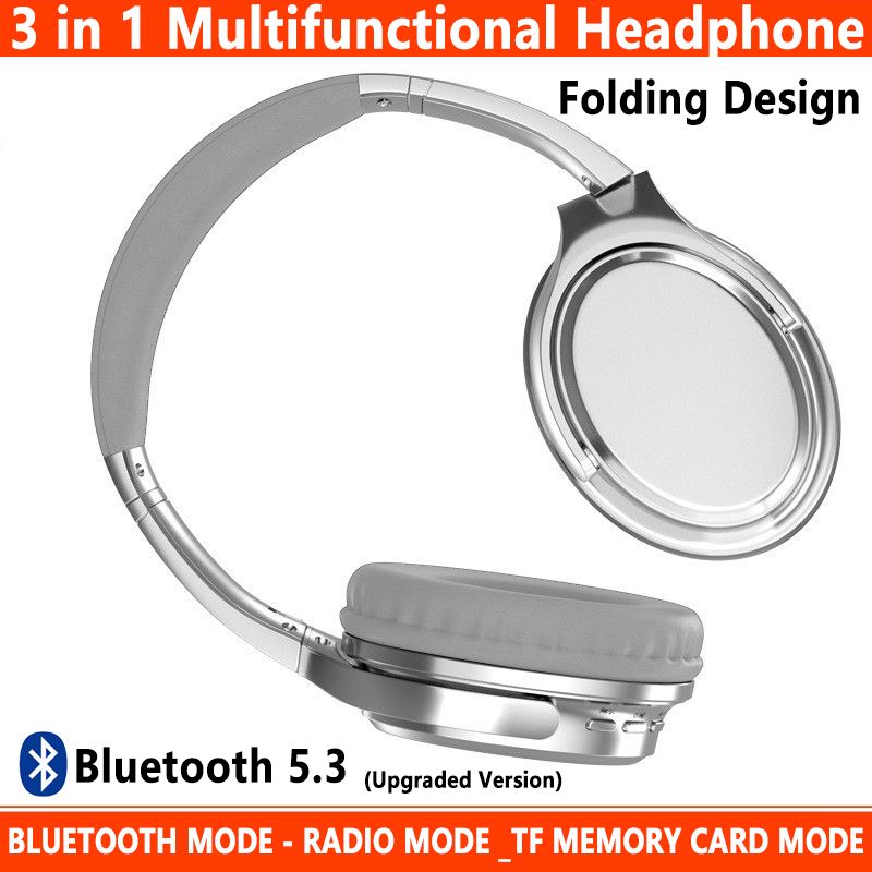 Aloking 3-in-1 Wirelss Bluetooth headphone Head mounted Gaming Headphone Running Sports Wireless Headphone Bluetooth headset noice Reduction Wired headphone with mic TF Card Slot and aux audio cable