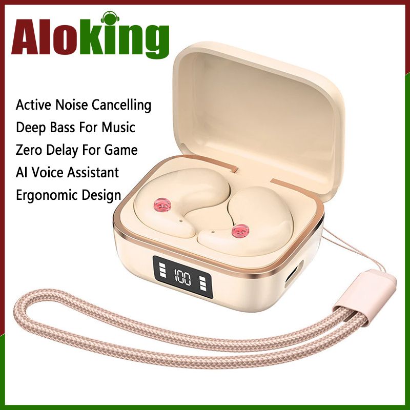 Aloking J11 Mini Bluetooth 5.3 Wireless Earphones Active Noise Cancelling Touch Control Sleep Earbuds Wireless Earbuds Deep Bass Wireless Earphone IPX5 Waterproof Bluetooth Headset Headphone Earpods