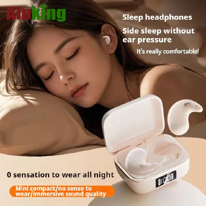 Aloking J11 Mini Bluetooth 5.3 Wireless Earphones Active Noise Cancelling Touch Control Sleep Earbuds Wireless Earbuds Deep Bass Wireless Earphone IPX5 Waterproof Bluetooth Headset Headphone Earpods