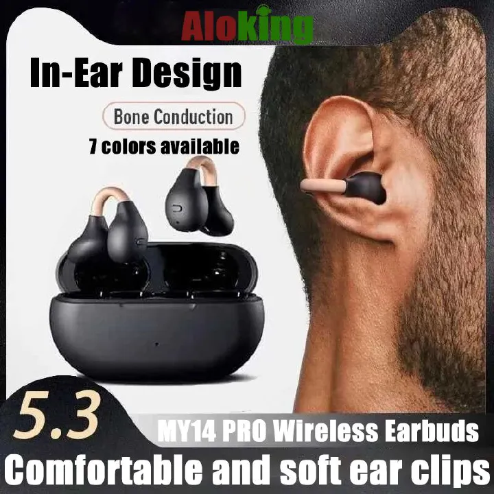 Clip-on Bluetooth MY14 pro Earbuds True Sport fitness Running Music Playback Ear Bone sensing Bluetooth Earphone TWS Waterproof Earbud Stereo Hifi Noise Cancelling Wireless earphone for iPhone Android