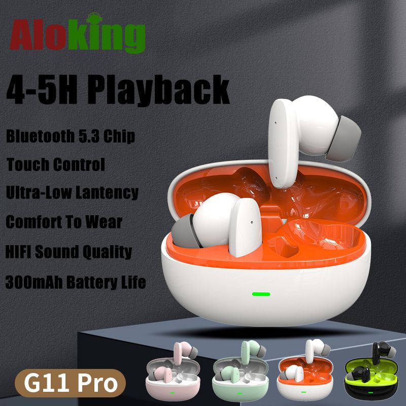 Aloking Wireless Earbuds HiFi Sound Wireless Bluetooth Earphone with Large Capacity Battery Headset G11 Pro TWS Bluetooth Earphones with Mic Macaron color Wireless Headset Bluetooth Headphone Earpods