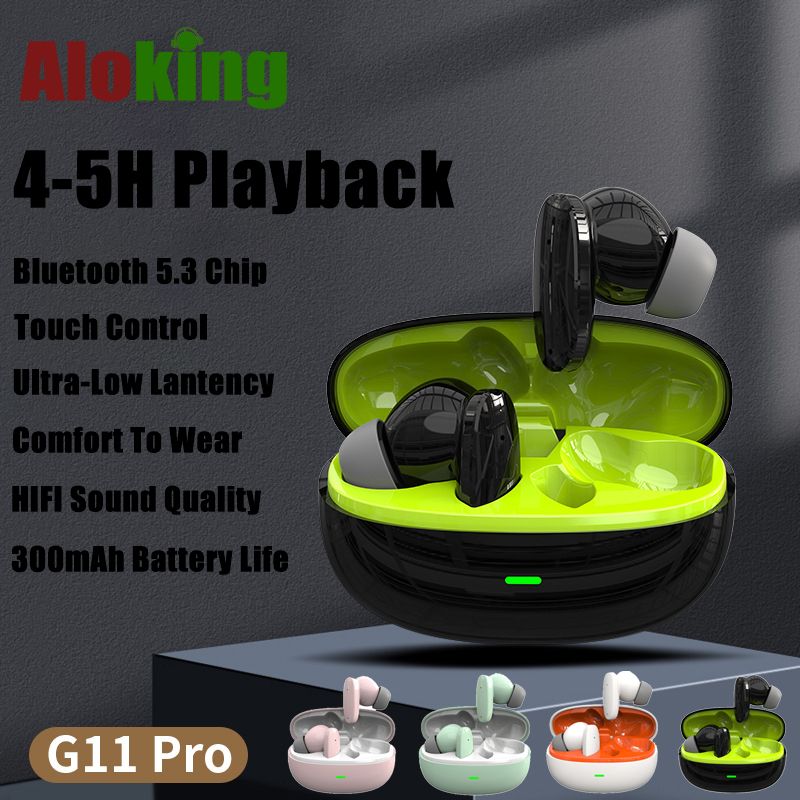Aloking Wireless Earbuds HiFi Sound Wireless Bluetooth Earphone with Large Capacity Battery Headset G11 Pro TWS Bluetooth Earphones with Mic Macaron color Wireless Headset Bluetooth Headphone Earpods