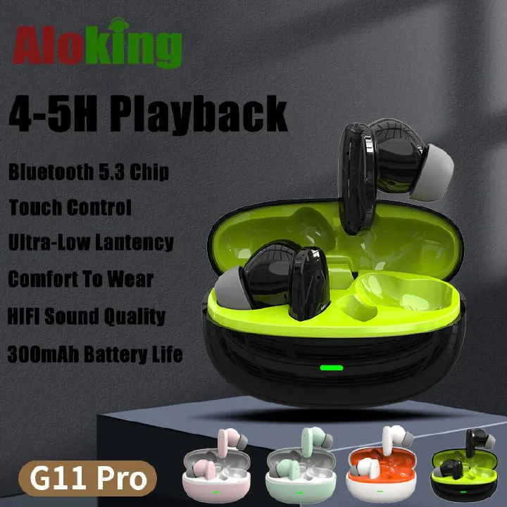 Aloking Wireless Earbuds HiFi Sound Wireless Bluetooth Earphone with Large Capacity Battery Headset G11 Pro TWS Bluetooth Earphones with Mic Macaron color Wireless Headset Bluetooth Headphone Earpods