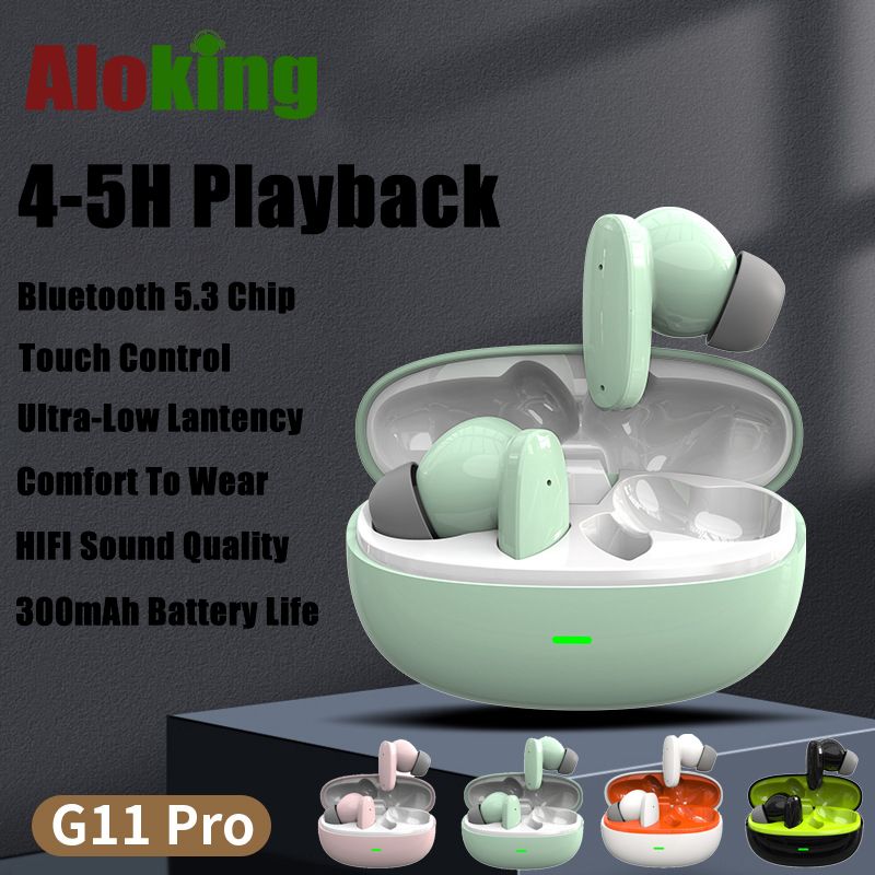 Aloking Wireless Earbuds HiFi Sound Wireless Bluetooth Earphone with Large Capacity Battery Headset G11 Pro TWS Bluetooth Earphones with Mic Macaron color Wireless Headset Bluetooth Headphone Earpods