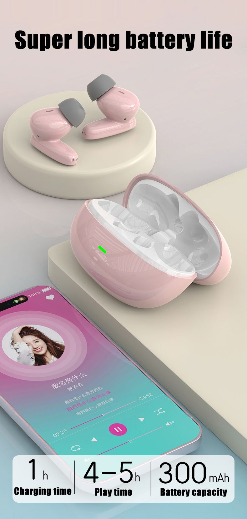 Aloking Wireless Earbuds HiFi Sound Wireless Bluetooth Earphone with Large Capacity Battery Headset G11 Pro TWS Bluetooth Earphones with Mic Macaron color Wireless Headset Bluetooth Headphone Earpods