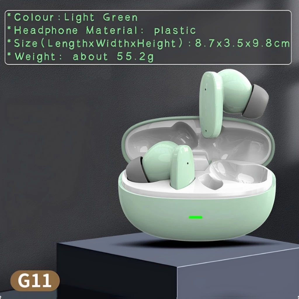 Aloking G11 Pro Earbuds HiFi Stereo Wireless Earphone with Mic TWS Bluetooth Headset Noise Cancelling Touch Control Gaming Earbuds Bluetooth Earphone Waterproof Bluetooth Headset Earpods for samsung