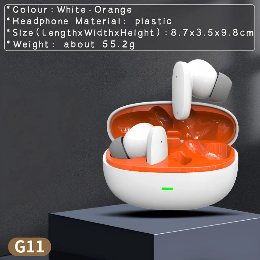Aloking G11 Pro Earbuds HiFi Stereo Wireless Earphone with Mic TWS Bluetooth Headset Noise Cancelling Touch Control Gaming Earbuds Bluetooth Earphone Waterproof Bluetooth Headset Earpods for samsung