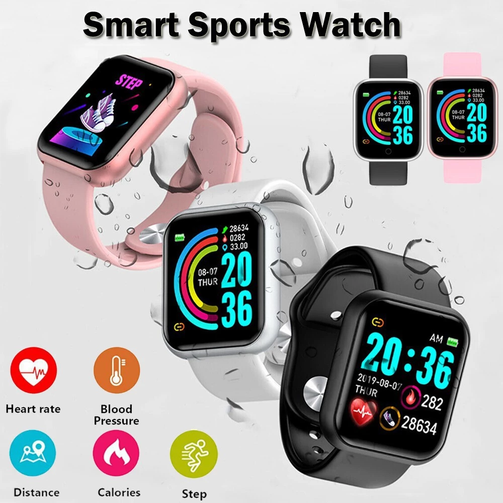 Aloking Kids Smart Watch Waterproof Touch Control Men Sports Smart watch For Kids Boys Girls D20 Y68 Smart Watch Fitness Heart Rate Monitoring Digital Watch Sport Women Watches Wrist Watch Smartwatch