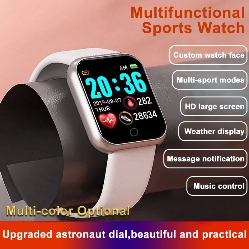 Aloking Kids Smart Watch Waterproof Touch Control Men Sports Smart watch For Kids Boys Girls D20 Y68 Smart Watch Fitness Heart Rate Monitoring Digital Watch Sport Women Watches Wrist Watch Smartwatch