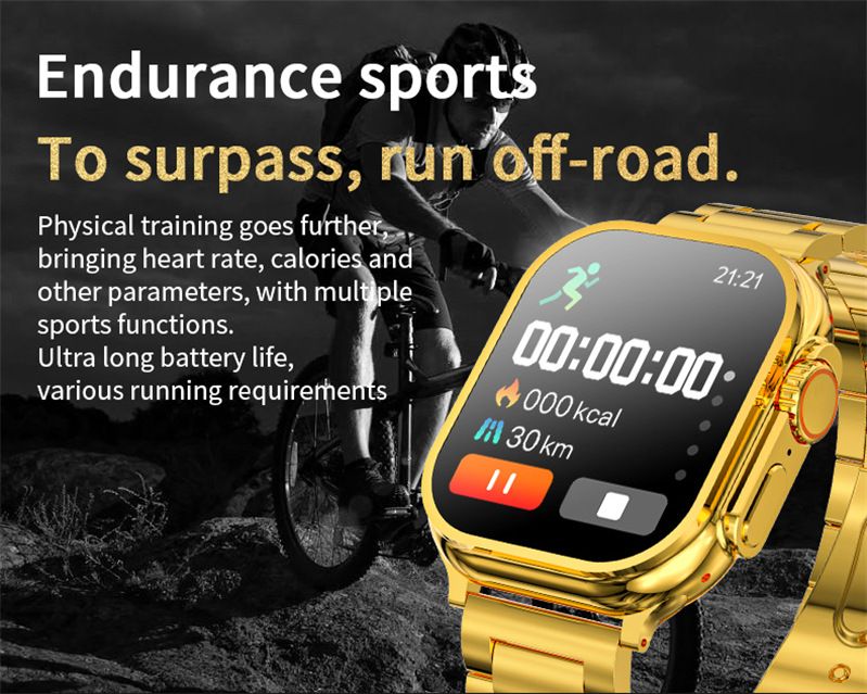Men's Gold Watch Stainless Steel Strap Bluetooth Call Smart watches Waterproof Smart Watch For Men S9 Ultra Max NFC GPS Fitness Sport Watches Series 9 Ultra Gold Smart Watch Heart rate Smart Bracelet