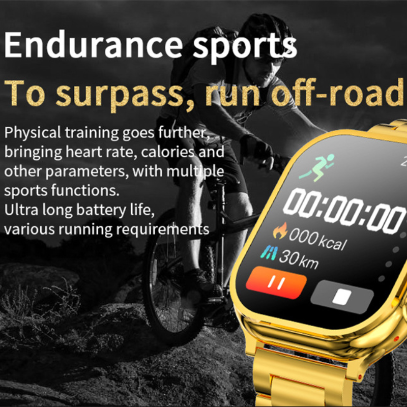 Men's Gold Watch Stainless Steel Strap Bluetooth Call Smart watches Waterproof Smart Watch For Men S9 Ultra Max NFC GPS Fitness Sport Watches Series 9 Ultra Gold Smart Watch Heart rate Smart Bracelet