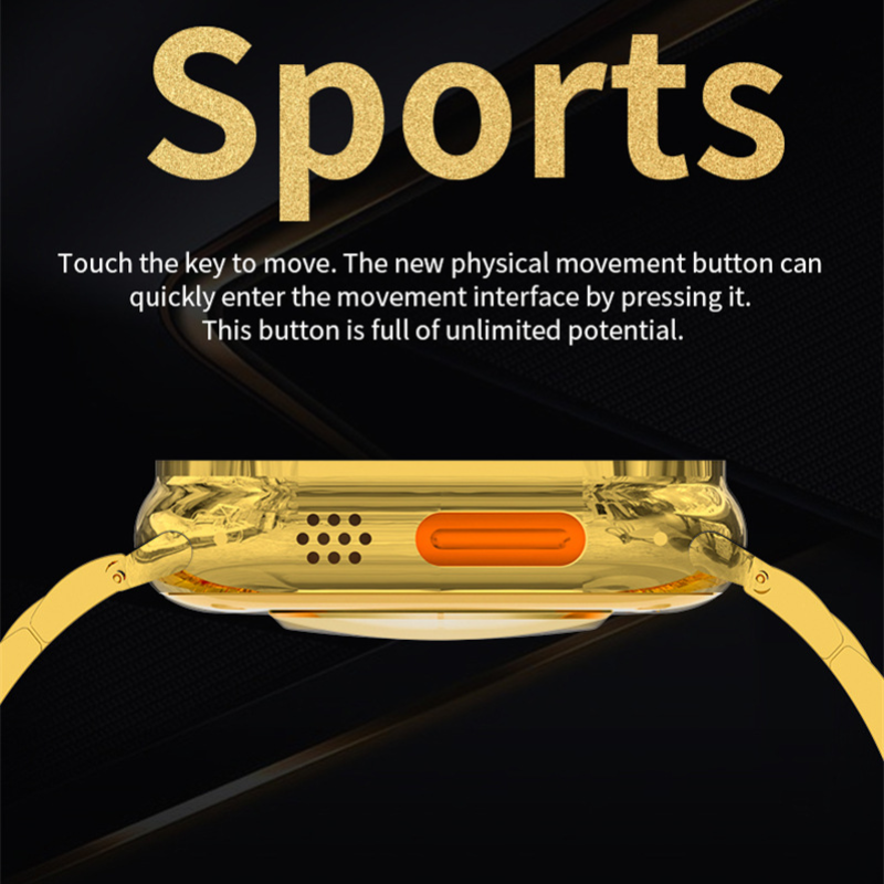 Men's Gold Watch Stainless Steel Strap Bluetooth Call Smart watches Waterproof Smart Watch For Men S9 Ultra Max NFC GPS Fitness Sport Watches Series 9 Ultra Gold Smart Watch Heart rate Smart Bracelet