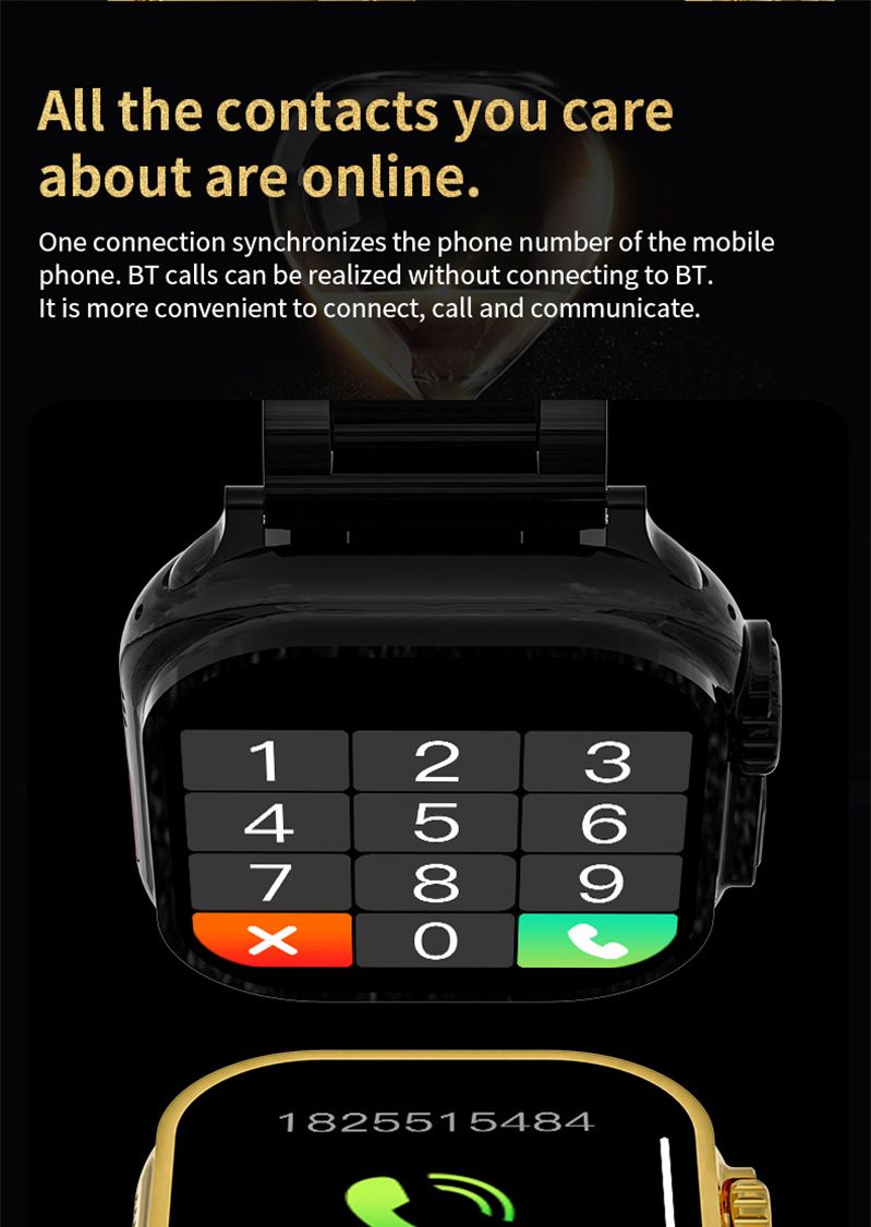 Men's Gold Watch Stainless Steel Strap Bluetooth Call Smart watches Waterproof Smart Watch For Men S9 Ultra Max NFC GPS Fitness Sport Watches Series 9 Ultra Gold Smart Watch Heart rate Smart Bracelet