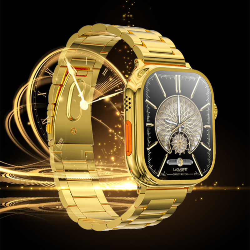 Men's Gold Watch Stainless Steel Strap Bluetooth Call Smart watches Waterproof Smart Watch For Men S9 Ultra Max NFC GPS Fitness Sport Watches Series 9 Ultra Gold Smart Watch Heart rate Smart Bracelet