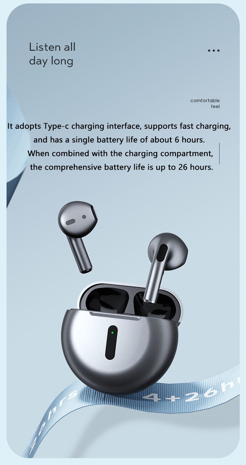 J6 Pro Wireless Bluetooth Headset Noise Reduction Men's and Women's High Quality Headset Suitable for Huawei iPhone Xiaomi Samsung Sony Semi-In-Ear Original Wireless Earphone Bluetooth Headset Earbuds