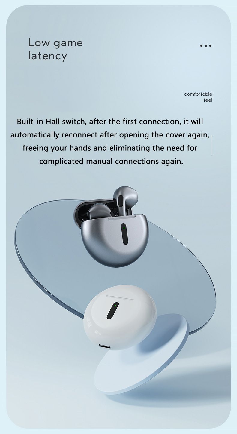 J6 Pro Wireless Bluetooth Headset Noise Reduction Men's and Women's High Quality Headset Suitable for Huawei iPhone Xiaomi Samsung Sony Semi-In-Ear Original Wireless Earphone Bluetooth Headset Earbuds
